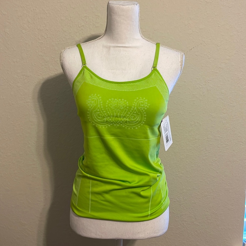 NWT, JOCKEY, Jacquard Tank, lime green with removable bra cups